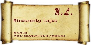Mindszenty Lajos névjegykártya